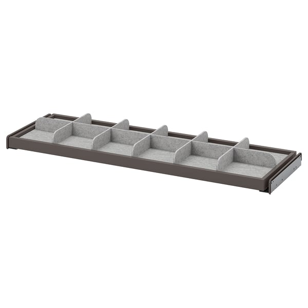 KOMPLEMENT pull-out tray with divider, dark grey/light grey, 100x35 cm