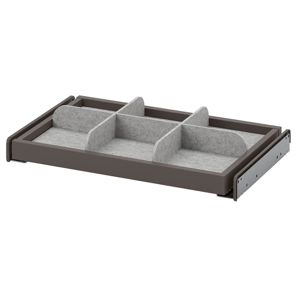 KOMPLEMENT pull-out tray with divider, dark grey/light grey, 50x35 cm