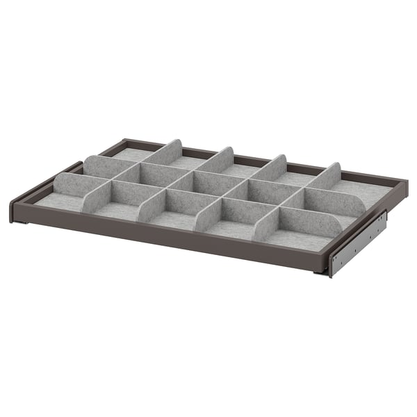 KOMPLEMENT pull-out tray with divider, dark grey/light grey, 75x58 cm