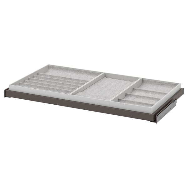 KOMPLEMENT pull-out tray with insert, dark grey/light grey, 100x58 cm