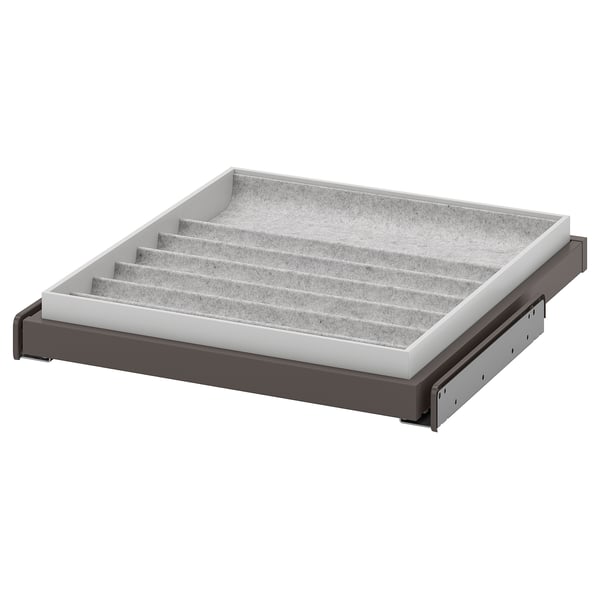KOMPLEMENT pull-out tray with insert, dark grey/light grey, 50x58 cm