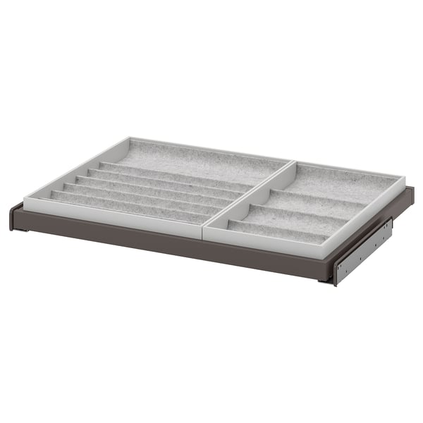KOMPLEMENT pull-out tray with insert, dark grey/light grey, 75x58 cm