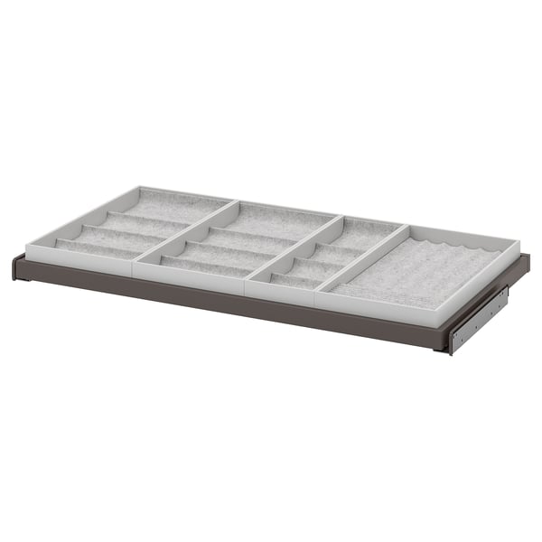KOMPLEMENT pull-out tray with insert, dark grey/light grey, 100x58 cm