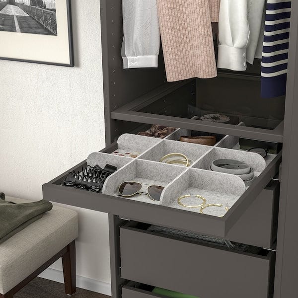 Ikea KOMPLEMENT - Pull-out tray with divider, dark grey/light grey, 50x58 cm