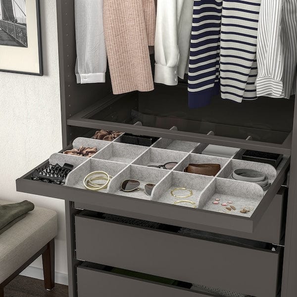 Ikea KOMPLEMENT - Pull-out tray with divider, dark grey/light grey, 75x58 cm