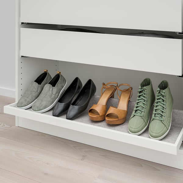 KOMPLEMENT pull-out tray with shoe insert, white/light grey, 100x35 cm
