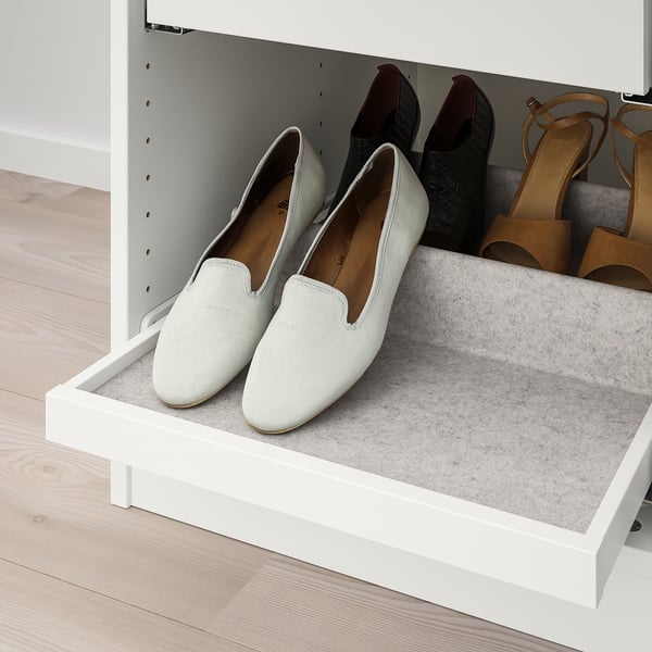 KOMPLEMENT pull-out tray with shoe insert, white/light grey, 50x58 cm