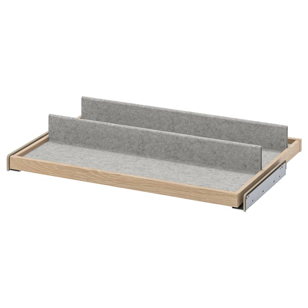 KOMPLEMENT pull-out tray with shoe insert, white stained oak effect/light grey, 75x58 cm