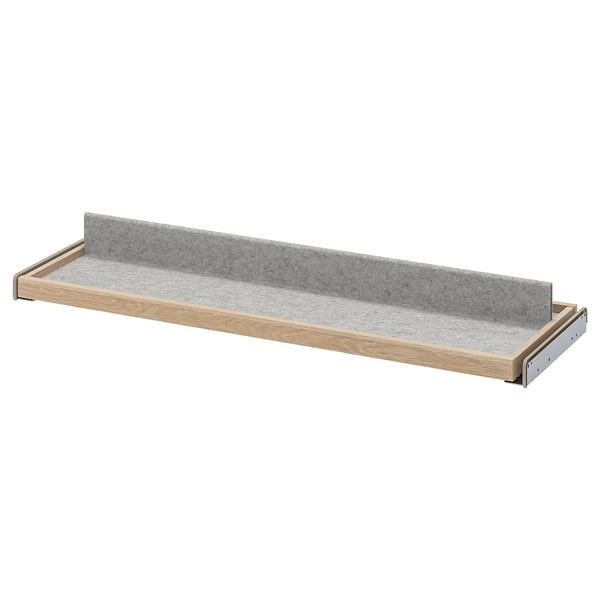 KOMPLEMENT pull-out tray with shoe insert, white stained oak effect/light grey, 100x35 cm