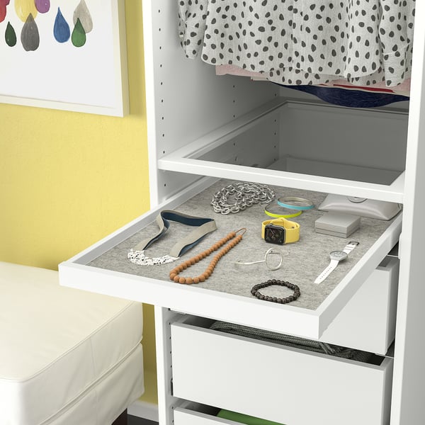 KOMPLEMENT - KOMPLEMENT Pull-out tray with drawer mat, white/light grey, 50x58 cm