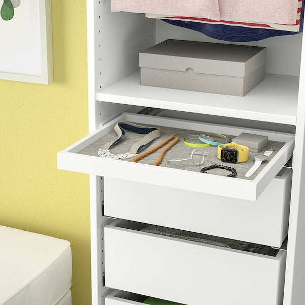 KOMPLEMENT - Pull-out tray with drawer mat, white/light grey, 50x35 cm