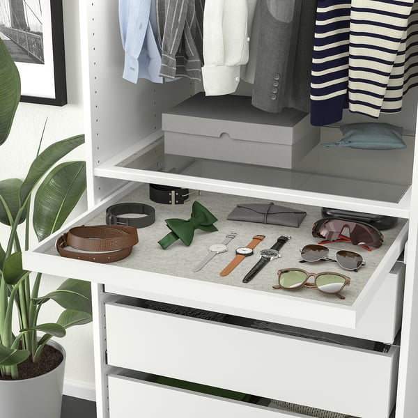 KOMPLEMENT - KOMPLEMENT Pull-out tray with drawer mat, white/light grey, 75x58 cm