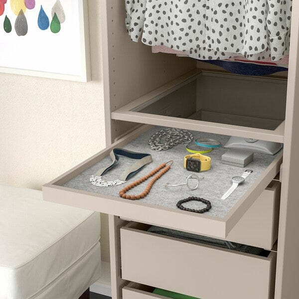 Ikea KOMPLEMENT - Pull-out tray with drawer mat, grey-beige/light grey, 50x58 cm