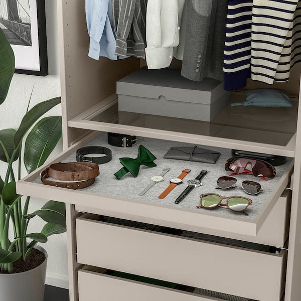 Ikea KOMPLEMENT - Pull-out tray with drawer mat, grey-beige/light grey, 75x58 cm