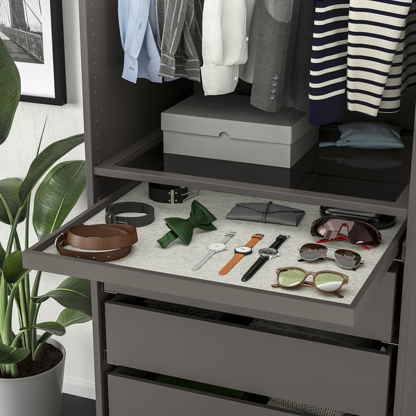 KOMPLEMENT - KOMPLEMENT Pull-out tray with drawer mat, dark grey/light grey, 75x58 cm