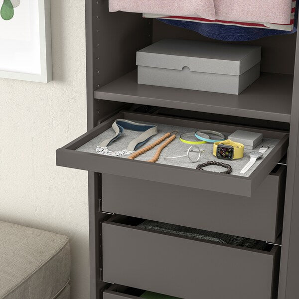 KOMPLEMENT - Pull-out tray with drawer mat, dark grey/light grey, 50x35 cm