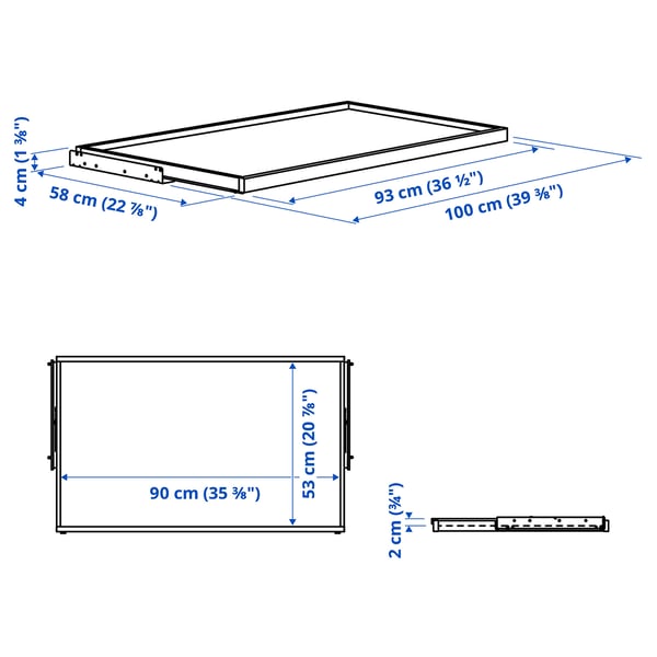 KOMPLEMENT pull-out tray, white stained oak effect, 100x58 cm