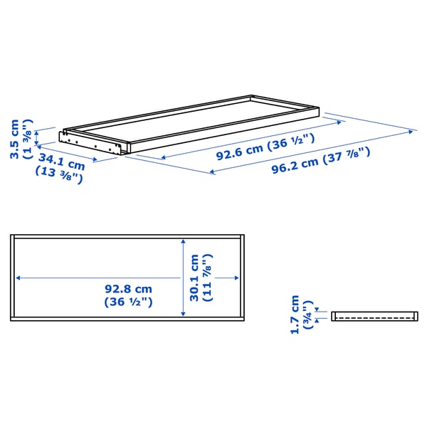 KOMPLEMENT pull-out tray, dark grey, 100x35 cm