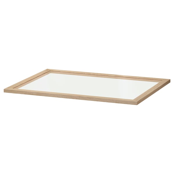 KOMPLEMENT glass shelf, white stained oak effect, 75x58 cm