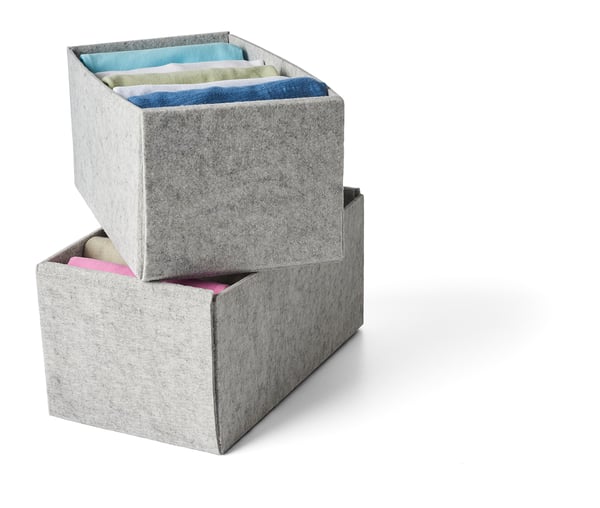 KOMPLEMENT box, light grey, 15x27x12 cm, 2 pack