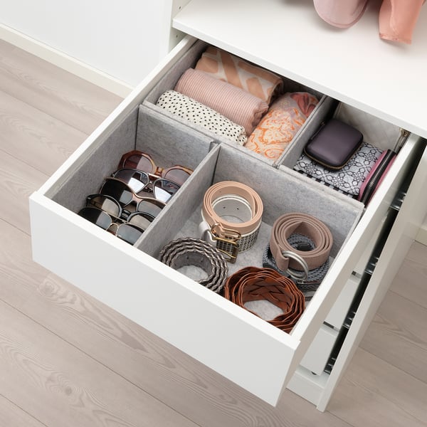 KOMPLEMENT box, set of 4, light grey, 40x54 cm