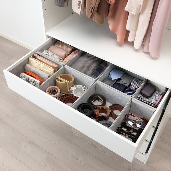 KOMPLEMENT box, set of 8, light grey, 90x54 cm