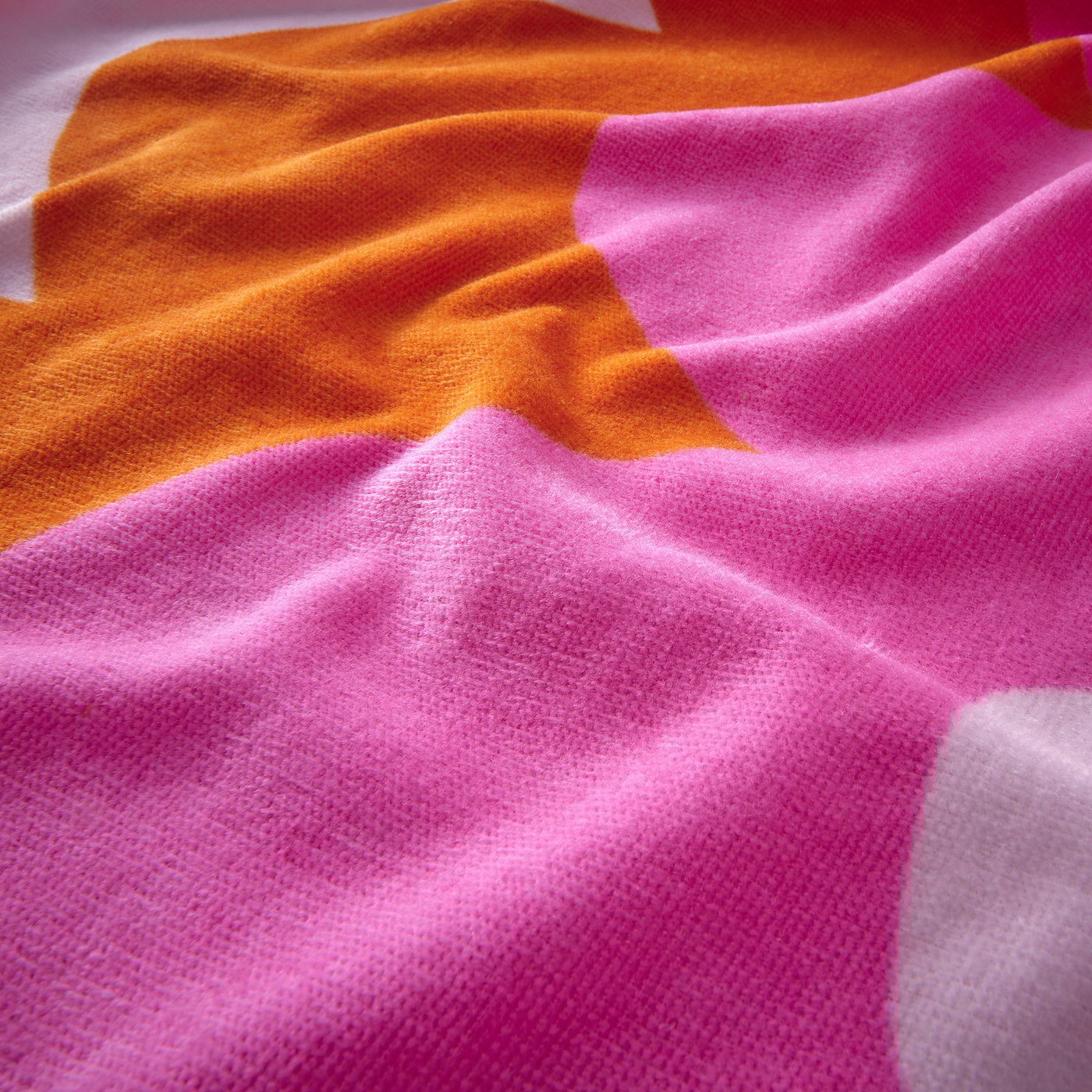 KONBJÖRNBÄR beach towel, pink/orange, 180x100 cm
