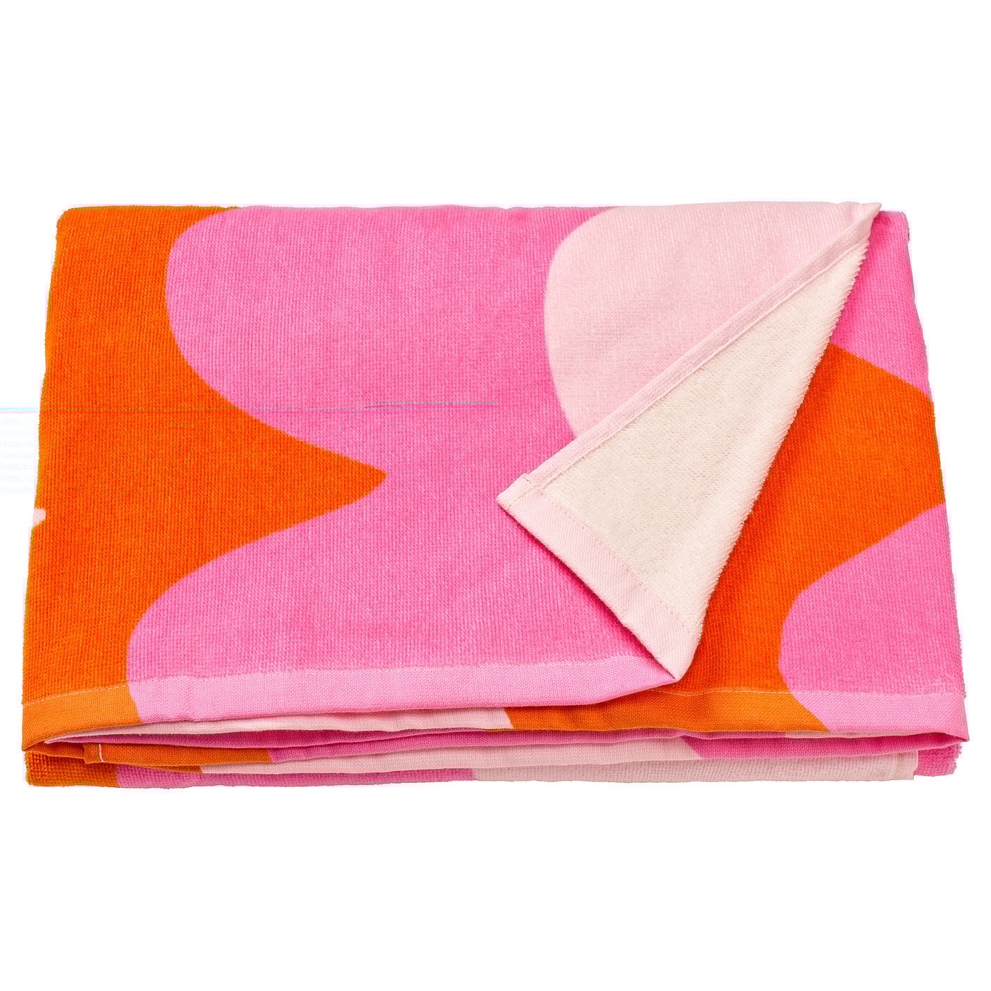 KONBJÖRNBÄR beach towel, pink/orange, 180x100 cm