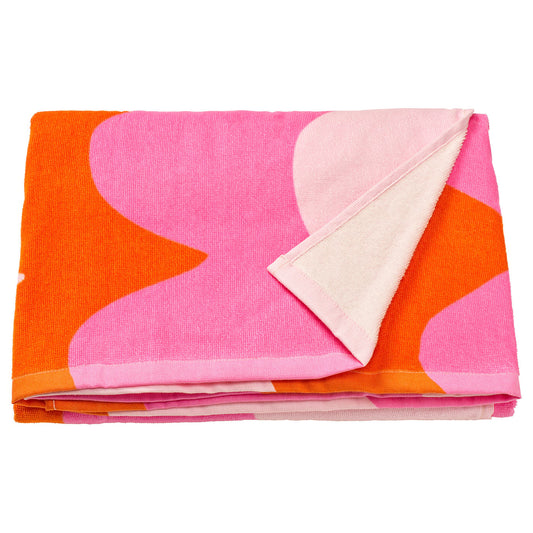 KONBJÖRNBÄR beach towel, pink/orange, 180x100 cm