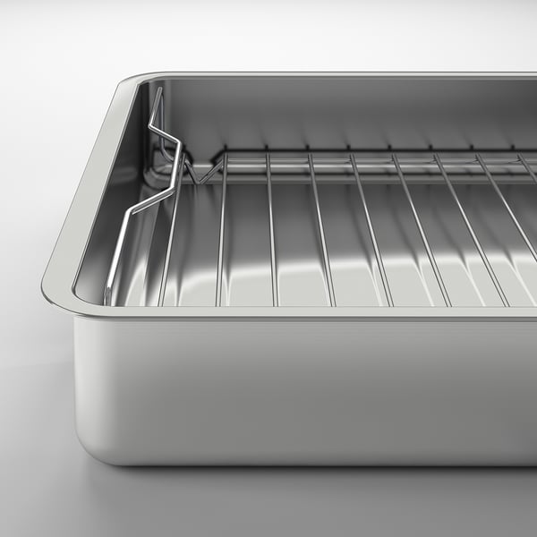 KONCIS roasting tin with grill rack, stainless steel, 40x32 cm