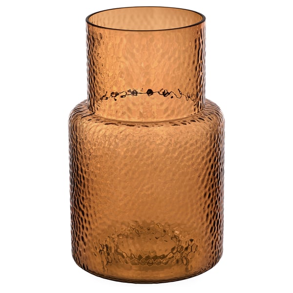 KONSTFULL vase, patterned/brown, 26 cm