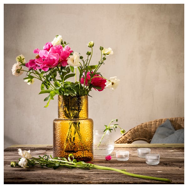 KONSTFULL vase, patterned/brown, 26 cm