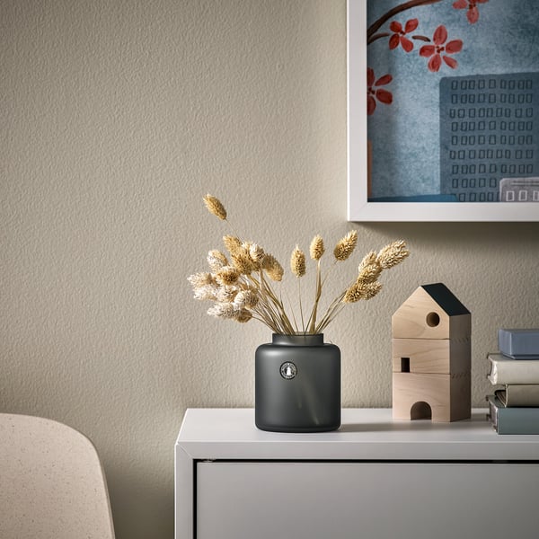 KONSTFULL vase, grey, 9 cm