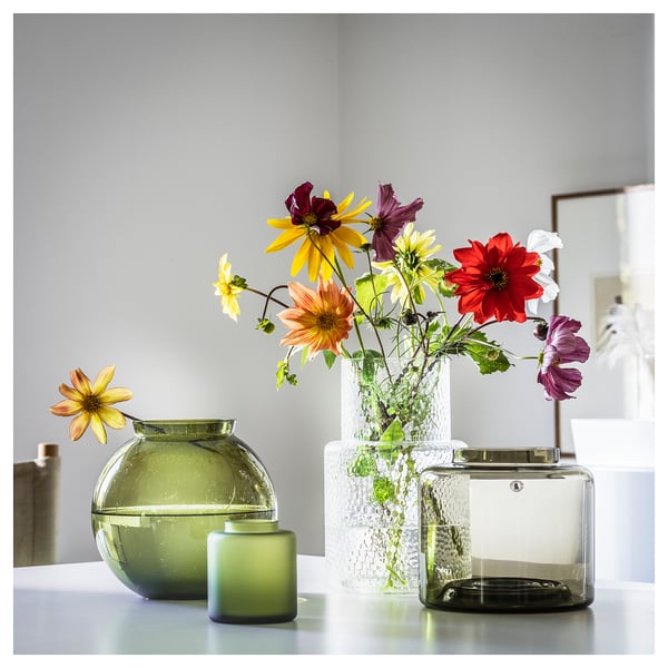 KONSTFULL - KONSTFULL Vase, green-brown, 16 cm