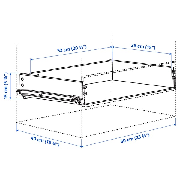 KONSTRUERA drawer without front, white, 15x40 cm