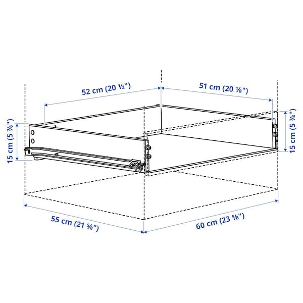 Ikea KONSTRUERA - Drawer without front, white, 15x60 cm