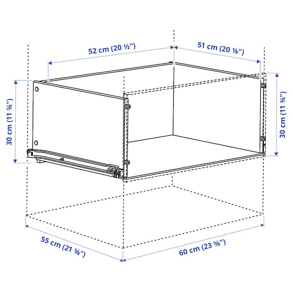 Ikea KONSTRUERA - Drawer without front, white, 30x60 cm