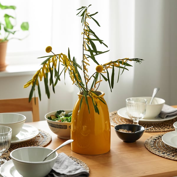 KOPPARBJÖRK vase, bright yellow, 21 cm