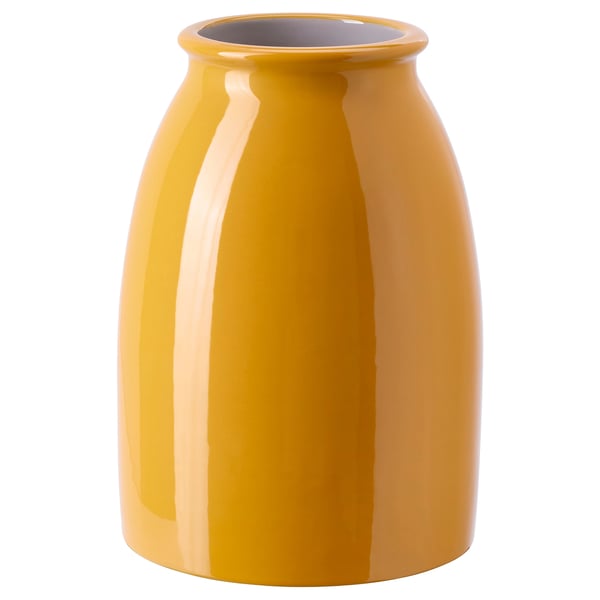 KOPPARBJÖRK vase, bright yellow, 21 cm