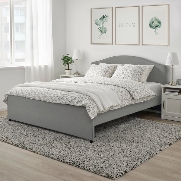 KOPPARRANKA - KOPPARRANKA Quilt cover and 2 pillowcases, white/dark grey, 240x220/50x80 cm