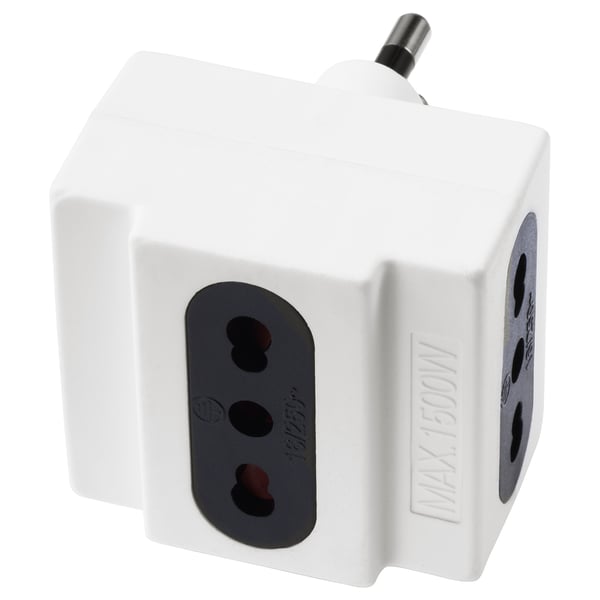 KOPPLA 3-way adaptor plug, white, 50 mmx54 mm cm