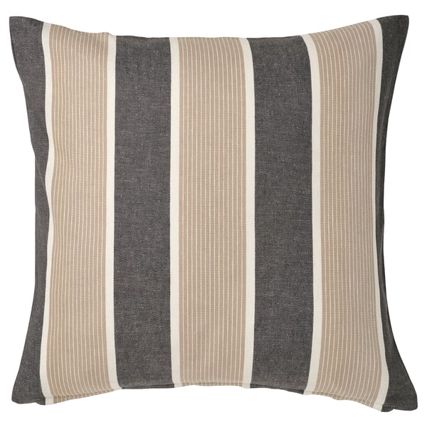 KORALLBUSKE cushion cover, anthracite beige/stripe pattern