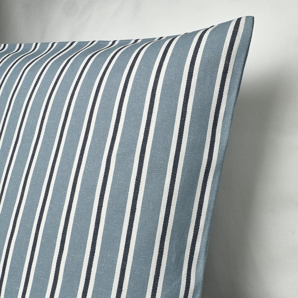 KORALLBUSKE cushion cover, light blue white/stripe pattern