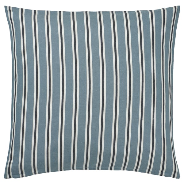 KORALLBUSKE cushion cover, light blue white/stripe pattern