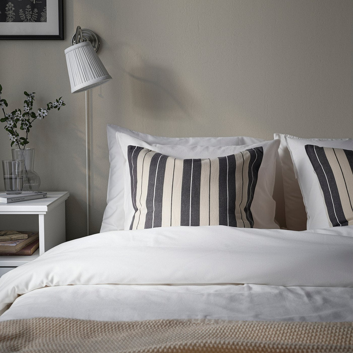 KORALLBUSKE cushion cover, light beige/anthracite, 50x50 cm