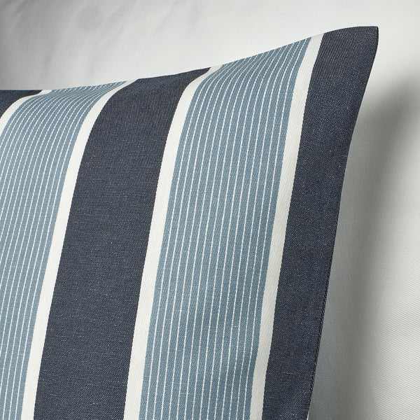 KORALLBUSKE cushion cover, dark blue light blue/stripe pattern