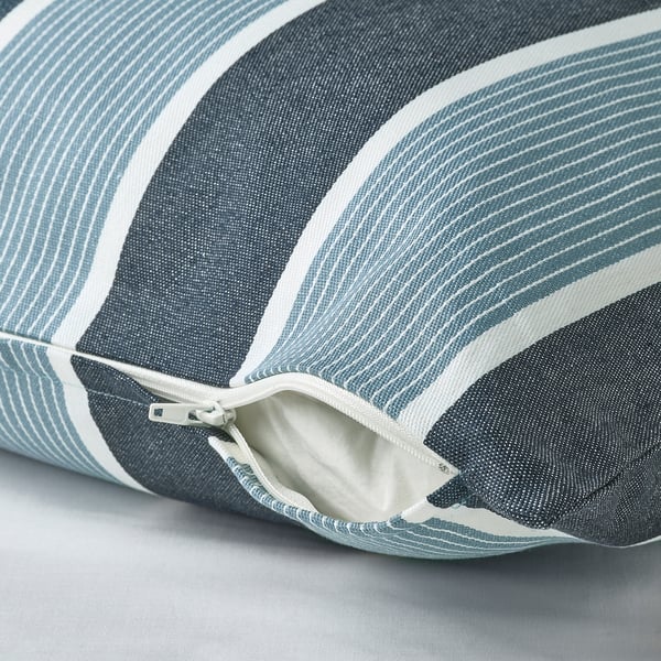 KORALLBUSKE cushion cover, dark blue light blue/stripe pattern