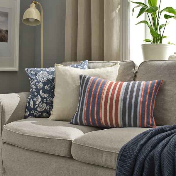 KORALLBUSKE cushion cover, dark blue/red, 40x58 cm