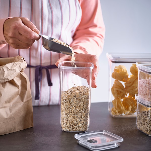 KORALLVIPPA - Dry food jar with lid, set of 6, transparent