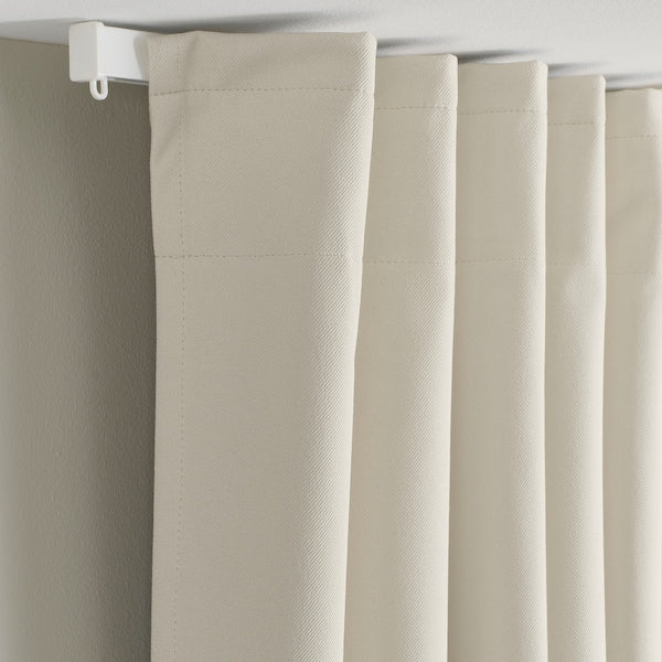 KORGMOTT block-out curtains, 1 pair, beige/with heading tape, 145x300 cm
